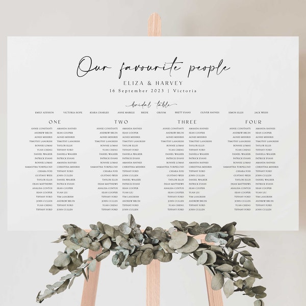 Wedding Seating Chart Template Long Tables Wedding Seating Plan Wedding Seating Board Printable Template Seating Planner Landscape - ELIZA
