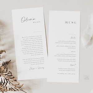 Minimalistische Dankeschön-Tischkarte, Hochzeitsmenü, personalisierte Gastnamenvorlage, Dankeschön-Serviettennotiz, druckbares Gedeck, Dankeschön-EL01
