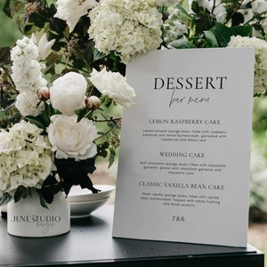 Hochzeit Dessert Zeichen | Hochzeits-Cupcake-Zeichen | Hochzeit Cupcake Menü | Bearbeitbare Vorlage | Cupcake-Menü-Zeichen | Dessert-Bar | Süßwaren-Menü