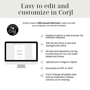Suite de faire-part de mariage minimaliste : lot de cartes d'invitation de mariage modernes, code QR RSVP (modèle modifiable, imprimable) ELIZA image 8