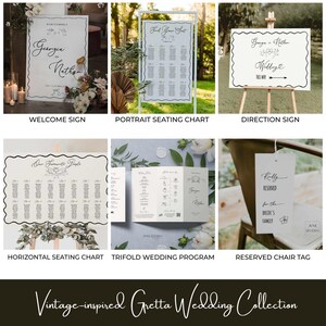 Hand-written Wedding Menu & Place Card Set, Vintage French Inspired Illustrated Table Seating ( Digital Template, Customizable) GRETTA image 14