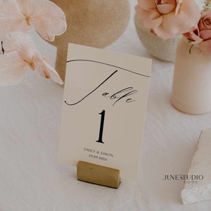 Minimalist Wedding Table Number Template Luxury Script Editable Modern Calligraphy Table Number Wedding