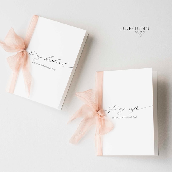 To My Husband To My Wife On Our Wedding Day Card Template Ribbon Wedding Vows Booklet Vows Book Set of 2 Letter To My husband Letter To Wife