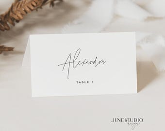 Minimalist Wedding Place Card Template: Editable DIY Dinner Seating Tent and Flat (Digital Download)