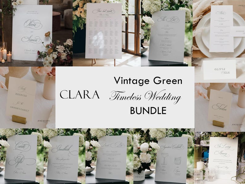 Vintage Green Wedding Bar Menu Sign: Timeless Classic Drink Station Menu Template (Digital, Editable) CLARA image 9
