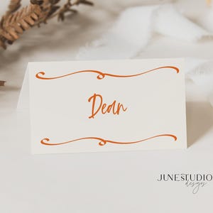 Curvy Place Card Template Printable Squiggly Border Vibrant Colorful Engagement Name Card Escort Card Modern Script Editable Table Seating