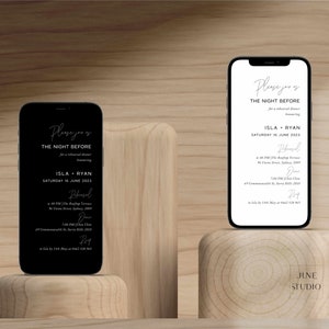 Digital Rehearsal Dinner Invitation Modern Minimalist Wedding Rehearsal Evite Electronic Text Dinner Invite Editable Template Black White