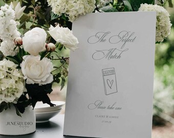 The Perfect Match Wedding Sign Template, Wedding Matches Sign, Modern ...
