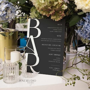 Minimalist Black Wedding Bar Menu Sign Template Editable Drinks Signage Open Bar  Wedding Table Sign Template DIY Drinks Menu Sign Unique