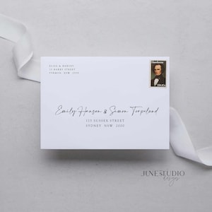 A7 Envelope Addressing Template, Modern Script Wedding Calligraphy Envelope Address, Printable Wedding Address C5 Envelope Corjl Template