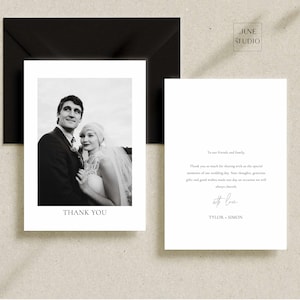 Carte de mariage minimaliste de remerciement avec photo à télécharger instantanément Carte de remerciement photo commandée Cartes de remerciement photo Modèle modifiable