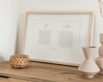 Digitale Vorlage für das Eheversprechen – Personalisierte Hochzeitsgeschenkidee zum 1. Jahrestag – Individuelle Wanddekoration mit Eheversprechen – Einzigartiges Geschenk für Paare