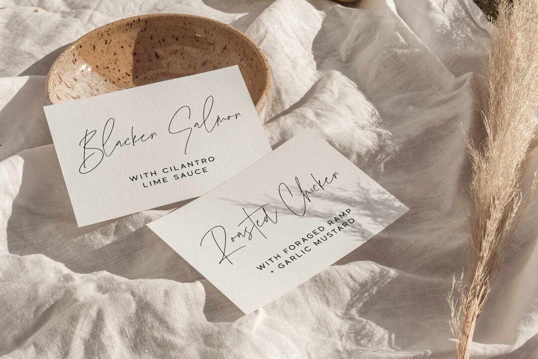 Buffet Card Table Sign, Minimalist Catering Place Card, Buffet Label ...