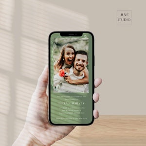 Photo Engagement Party Invite Template Digital Minimalist Engagement Party Invites with Photo Modern Electronic Text Message Invitation ISLA