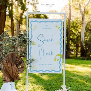 Engagement Party Sign Italy Theme Hand drawn Scribble Pasta Pizza Wine Couple Shower Bridal Shower Decor Welcome Signage The Night Before