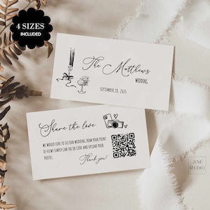 Modello di codice QR per la condivisione delle foto del matrimonio, modificabile, cattura l'amore, codice QR per la condivisione delle foto degli ospiti, codice QR per la condivisione dell'amore, disegnato a mano