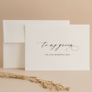 Tarjeta del día de la boda para el novio Tarjeta personalizada para mi futura esposa Nota minimalista para mi novio Tarjeta de boda Plantilla para hijo y nuera