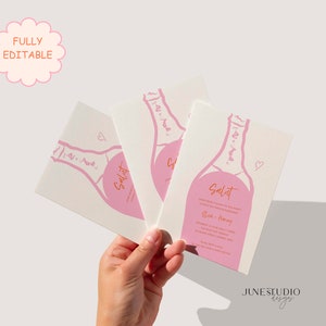 Levendige verlovingsfeest uitnodiging sjabloon Download Salut Hand getrokken Handgeschreven Funky verlovingsaankondiging We zijn verloofd Uitnodigingskaart