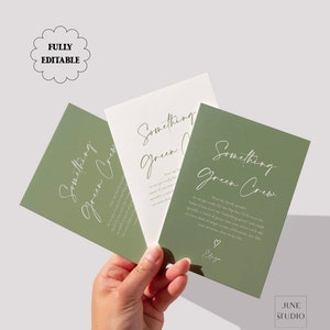 Something Green Crew Proposal Card Template Sage Green Be My Bridesmaid Groomsmen Personalized Bridal Party Gift Custom Editable 5x7 4x6 A6