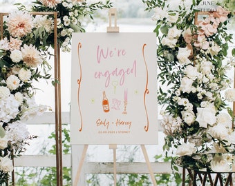 Hand drawn Engagement Party Welcome Sign Hand-painted Welcome To our engagement decor Wedding DIY Bridal Shower Bachelorette Party Birthday