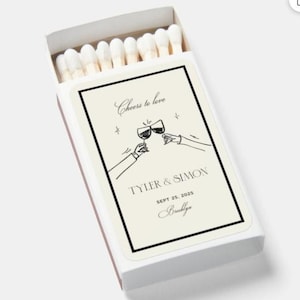 Labelsjabloon oud geld Luciferdoosje Funky Toast Proost illustratie bewerkbaar gepersonaliseerd cadeau voor gasten Betrokkenheid gunst modern vintage