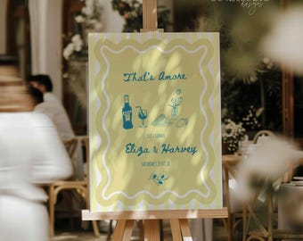 Amore Engagement Party Welcome Sign Template: Italian Theme (Digital Download)