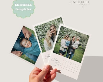 2026 Photo Fridge Magnet Calendar Template (Corjl Editable, Printable)