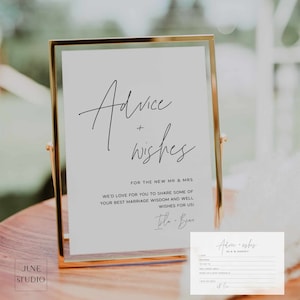 Wedding Advice Cards And Sign Template, Advice cards sign + wedding Advice and Wishes Card, Advice card for Wedding download personalized