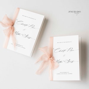 Modello di sequenza temporale per programma per matrimoni in chiesa Elegante pieghevole e moderno opuscolo programmi per matrimoni minimalista Corjl piegato a metà stampabile