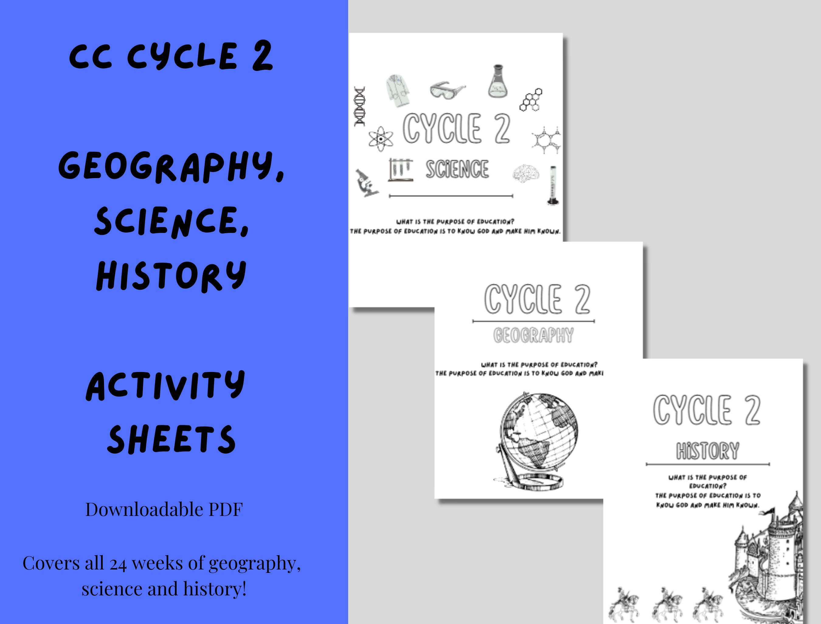 CC Cycle 2 Geography, Science & History Activity Sheets Instant Download Homeschool Printable Etsy