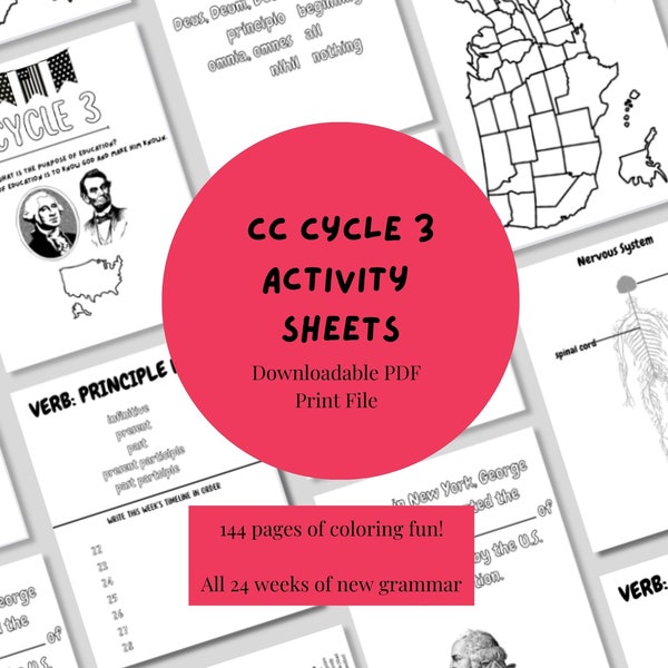 Classical Conversations Cycle 3 Complete Memory Work Activity Sheets | Instant Download | Homeschool Printable