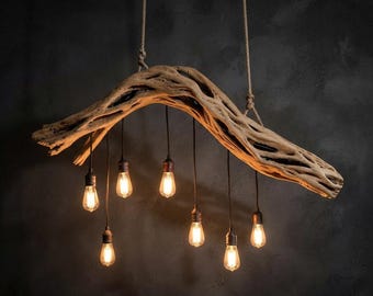 Tree branch lighting driftwood chandelier pendant light dining light natural wood hanging lamp