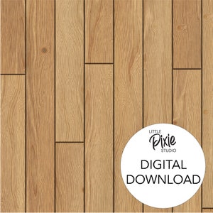 Miniature Golden Pine Parquet Flooring Sheet: Dollhouse Diorama (Digital Download)