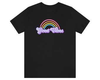Good vibes rainbow t-shirt, Summer womens shirt, Positive Vibes tee, Kindness shirt,