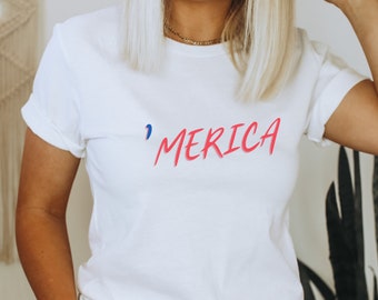 Chemise MERICA, Tee Independence Day, Chemises USA, Tshirt du 4 juillet, Tees Rouge Blanc Et Bleu,