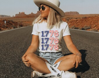 Vintage Style 1776 American Flag Shirt