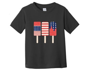 American Flag Popsicle T-Shirt, Independence Day Ice Cream Tee Toddler size