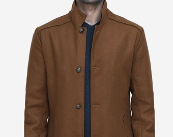 Men's Brown Wool Overcoat | Handmade Premium Quality Wool Coat