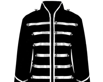 Women's Gothic Style Black Parade Denim Jacket | Handmade Premium Quality Denim Marching Band Jean Jacket