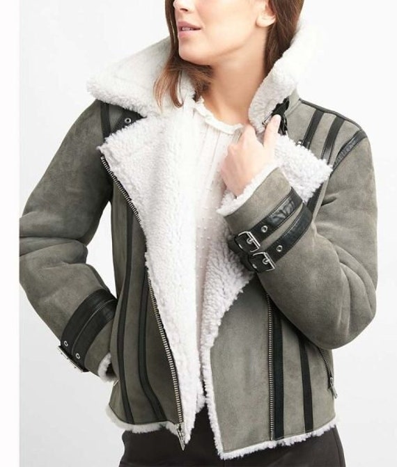 Grey suede deals fur jacket