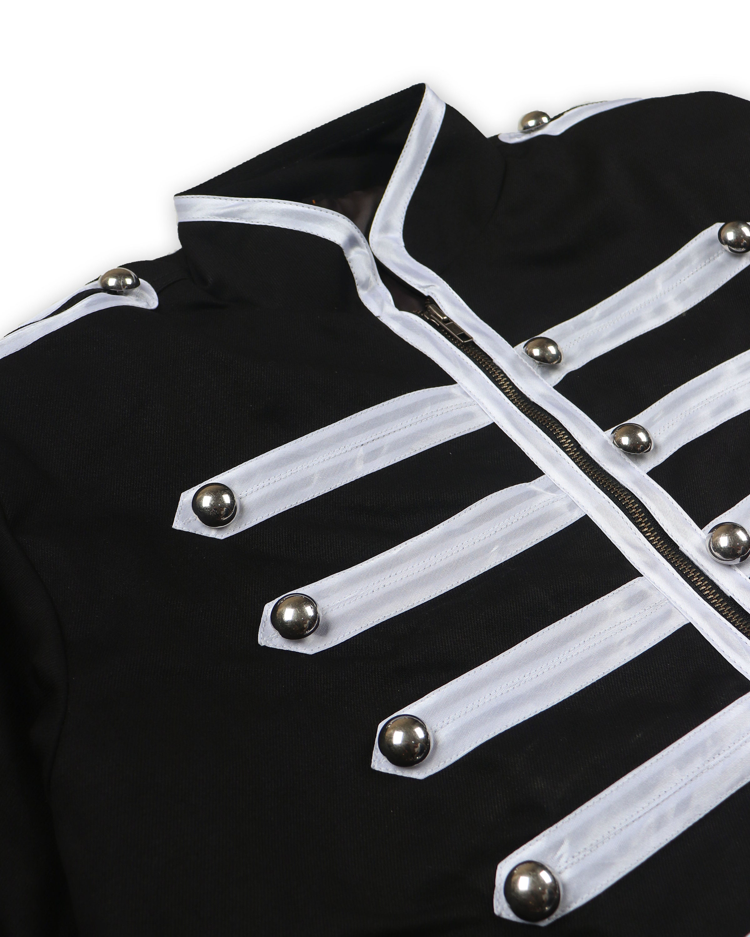 Men's Unique Gothic Steampunk Black Parade Military Marching Band Drummer Jacket