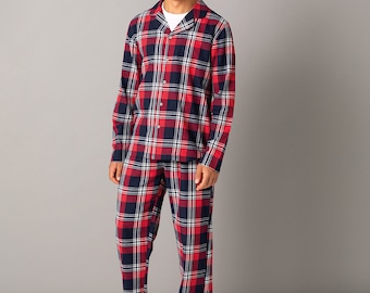 Herren Pyjama Set 'Ich Schnarche Nicht...' – Schottenkaro, Witziges Motto, Größen XS-XXL
