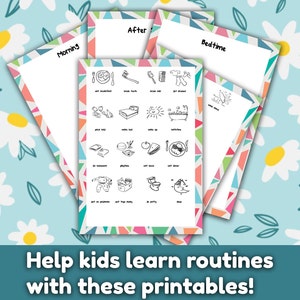 Illustrierte Tägliche Routine Karten, Täglicher Rhythmus, Visueller Zeitplan Kinder | Download Printable | Montessori
