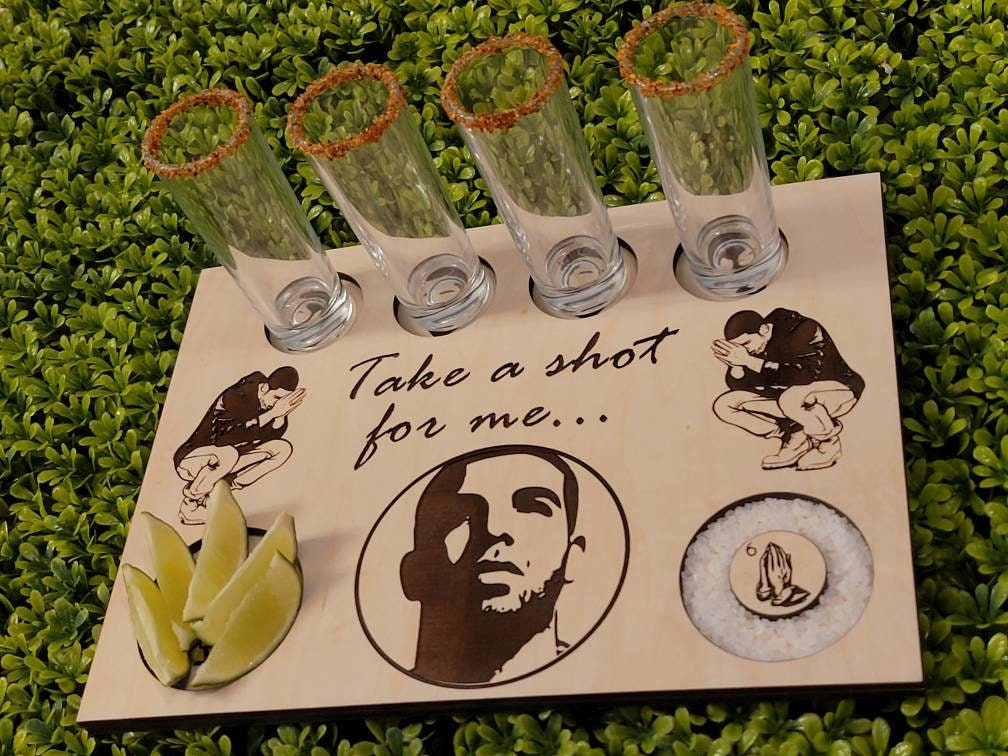 Drake Flight Tequila Board. Take a Shot for Me Etsy