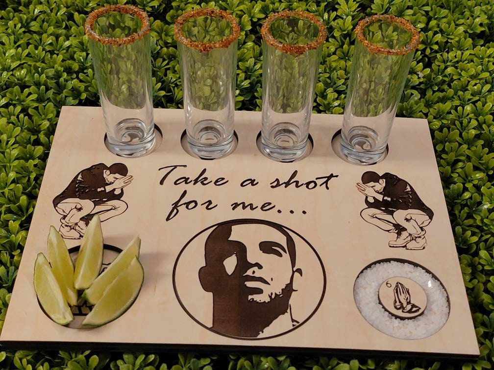 Drake Flight Tequila Board. Take a Shot for Me Etsy