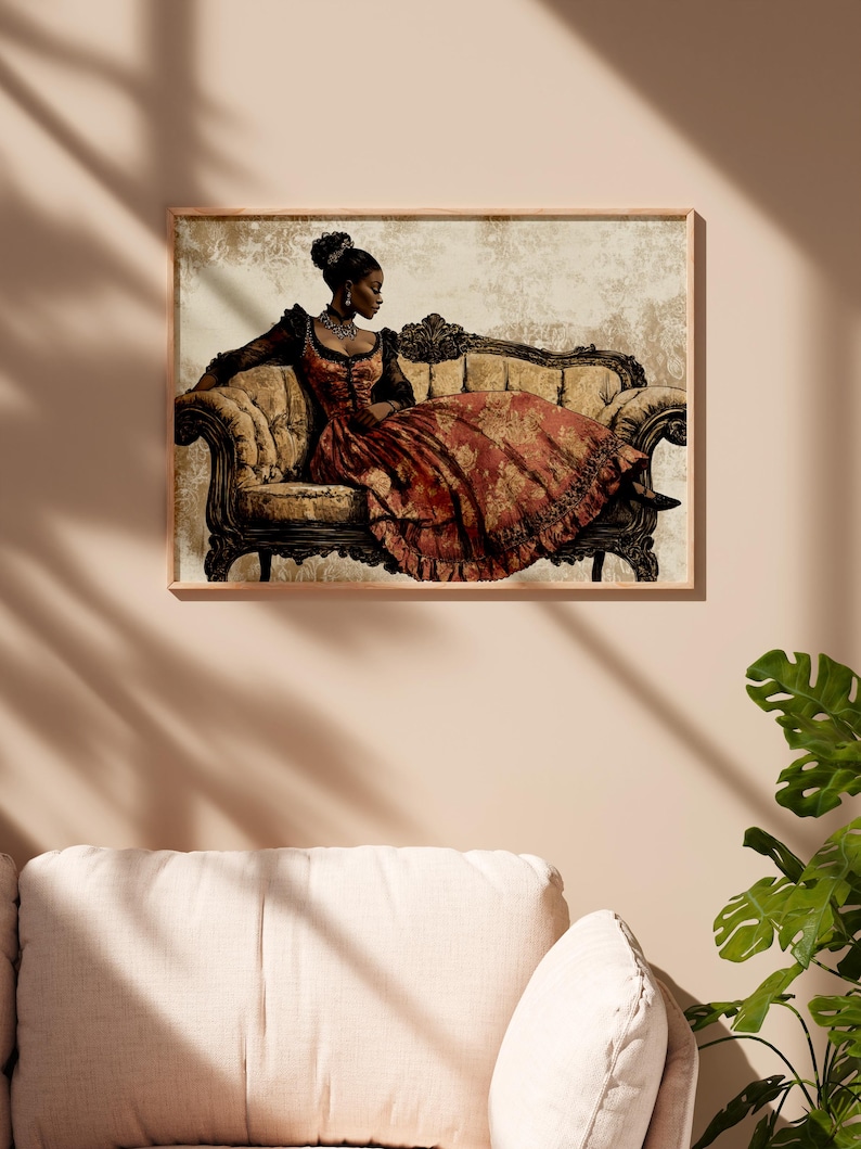Vintage African American Victorian Art Print – Black Woman Regency ...