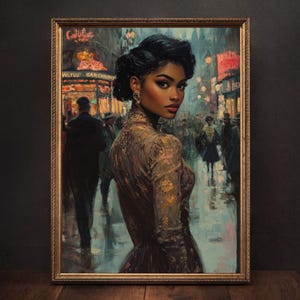 Vintage viktorianische schwarze Frau Wandkunst | Renaissance schwarze Mädchen Kunst | Stimmungsvolle Wandkunst | Afroamerikanische Kunst | Schwarz Kunstdrucke | Elegante Art
