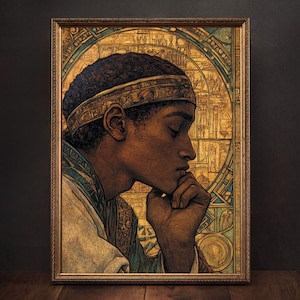 Schwarzer Junge Kunst | Afrikanische Kunst | Schwarz Kunstdruck | Schwarzer Mann Wandkunst | Kulturelle Afro-Kunst | Ethnischer Druck | Schwarz Wohnkultur | Afrozentrischer Druck