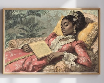 Victorian Black Woman Art Print | Renaissance Rococo Style (Digital Download)