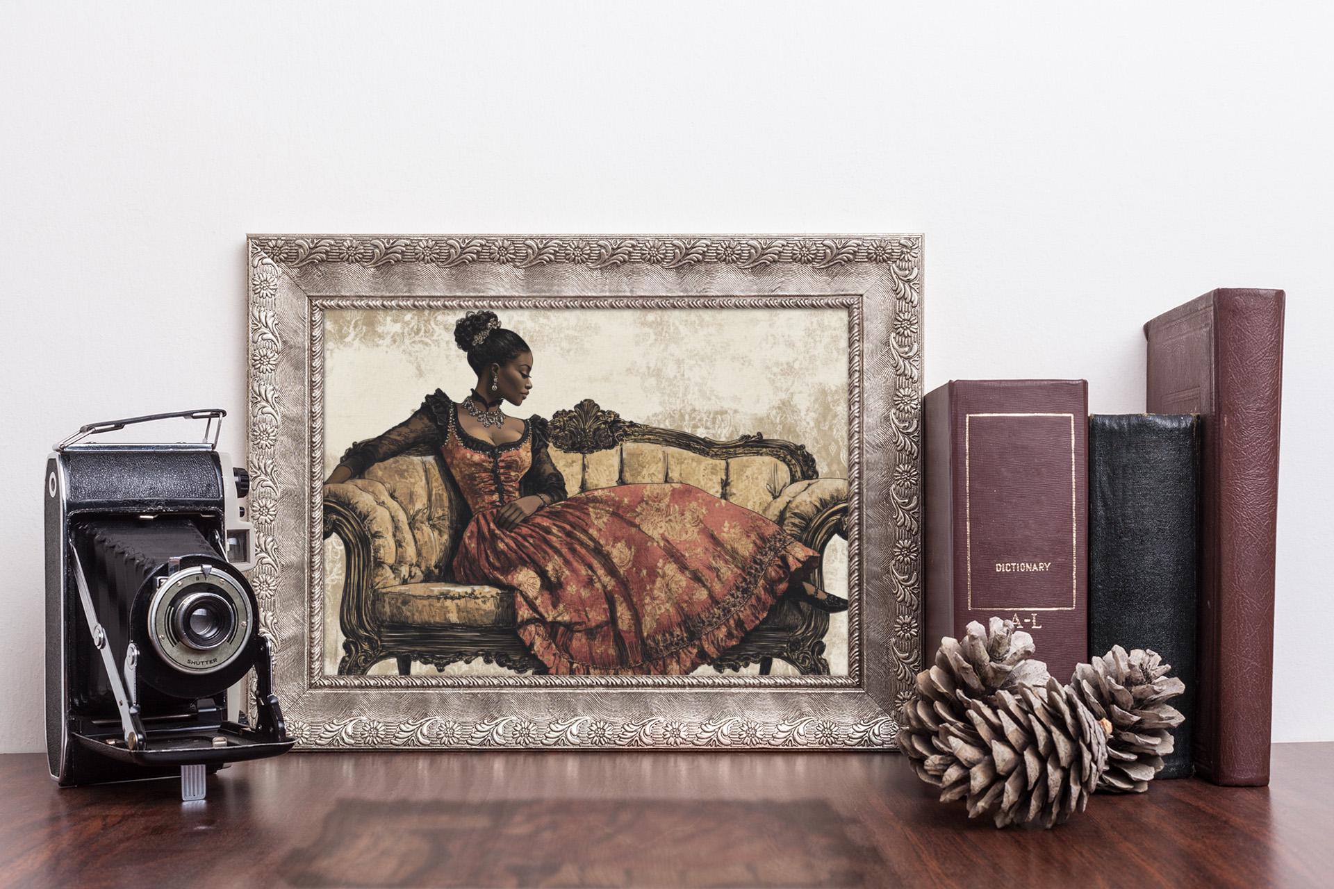 Vintage African American Victorian Art Print – Black Woman Regency ...